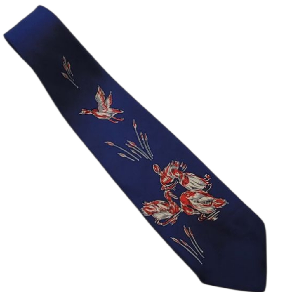 Vtg. SILK Duck Print Neck Tie - Picture 6 of 7